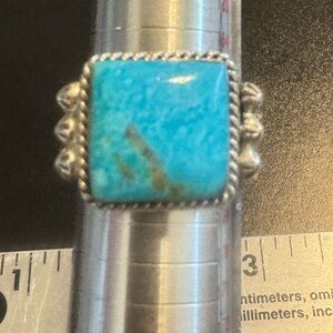 Huge Gregg Yazzie Navajo Kingman Turquoise Sterling Silver Ring Size 12 Feather